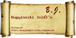 Bugyinszki Jolán névjegykártya