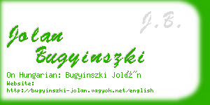 jolan bugyinszki business card